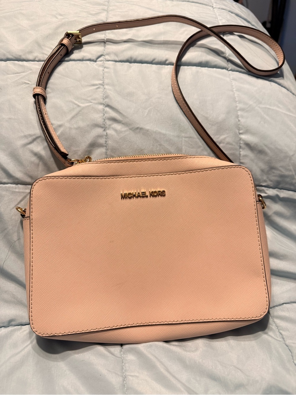 Michael Kors Blush Pink Saffiano Crossbody Bag with Gold Hardware